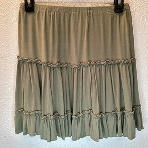 Elegant Boho Olive Ruffle Mini Skirt